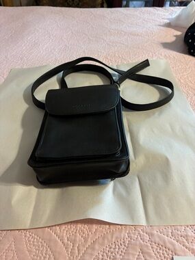 Rosetti Black Leather-Look Crossbody Bag with Front Flap